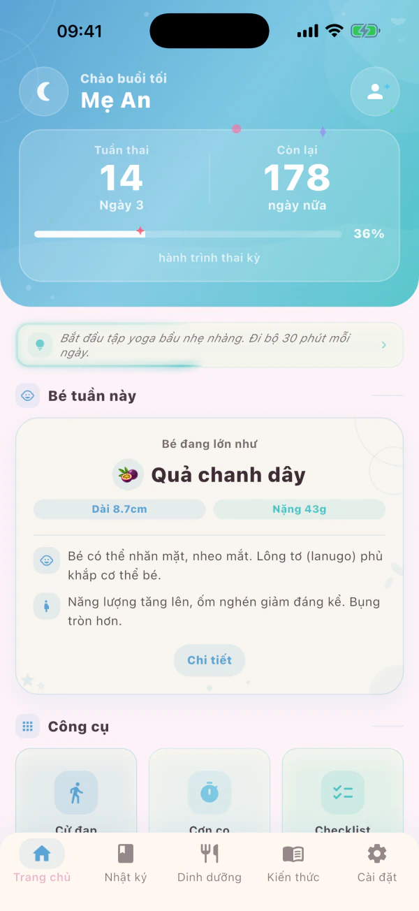 Giao diện ứng dụng chủ đề xanh cho bé trai