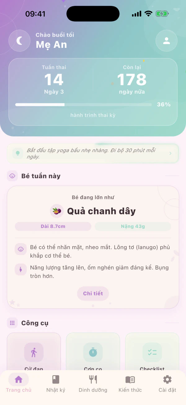 Giao diện ứng dụng chủ đề tím khi chưa rõ giới tính